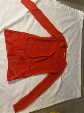 Moth Vibrant Orange Knit Button-Front Cardigan